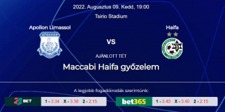 Foci Tippek: Apollon - Maccabi Haifa 2022. augusztus 9. - Bajnokok Ligája