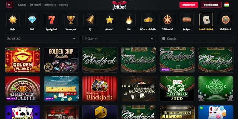 Jettbet kaszinó asztali játékok