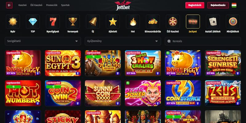 Jettbet kaszinó jackpot játékok