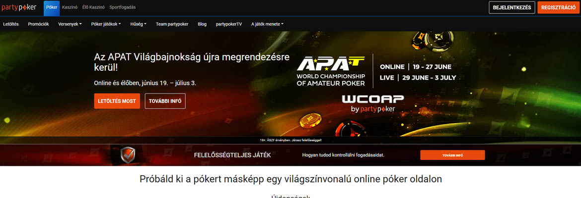 Partypoker poker főoldal