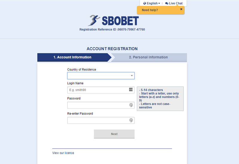 SBOBET regisztráció
