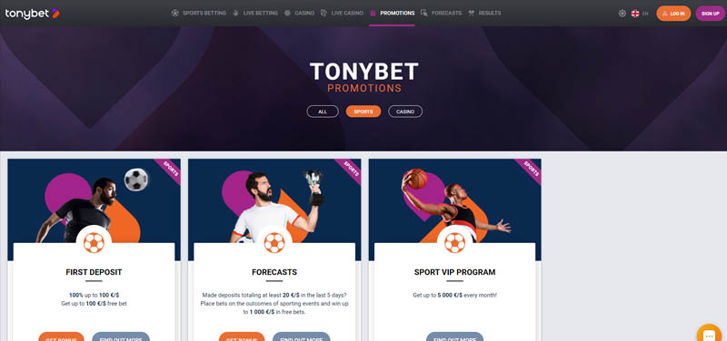 TonyBet sportfogadási bónusz