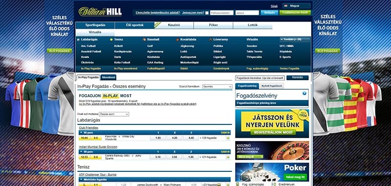 William Hill élő fogadás