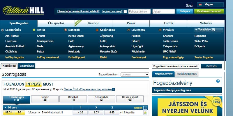 William Hill mobil sportfogadás app