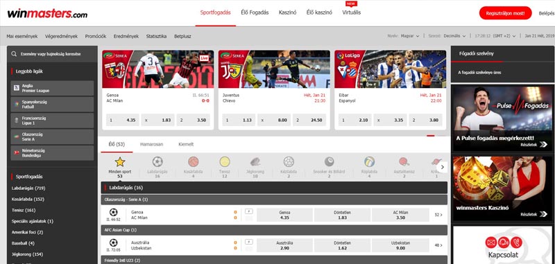 Winmasters online sportfogadás