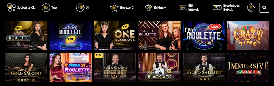 ZetCasino élő kaszinó játékok