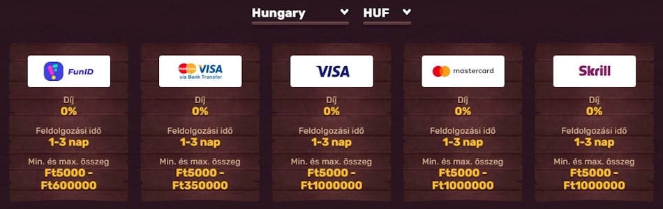 5Gringos kaszinó fizetési módok
