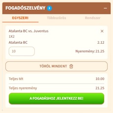 BillyBets fogadószelvény
