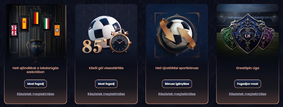 GreatSpin sportfogadási bónuszok
