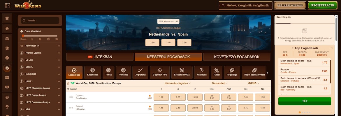 WildRobin sportfogadás