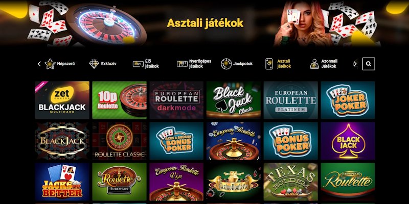 ZetCasino asztali játékok